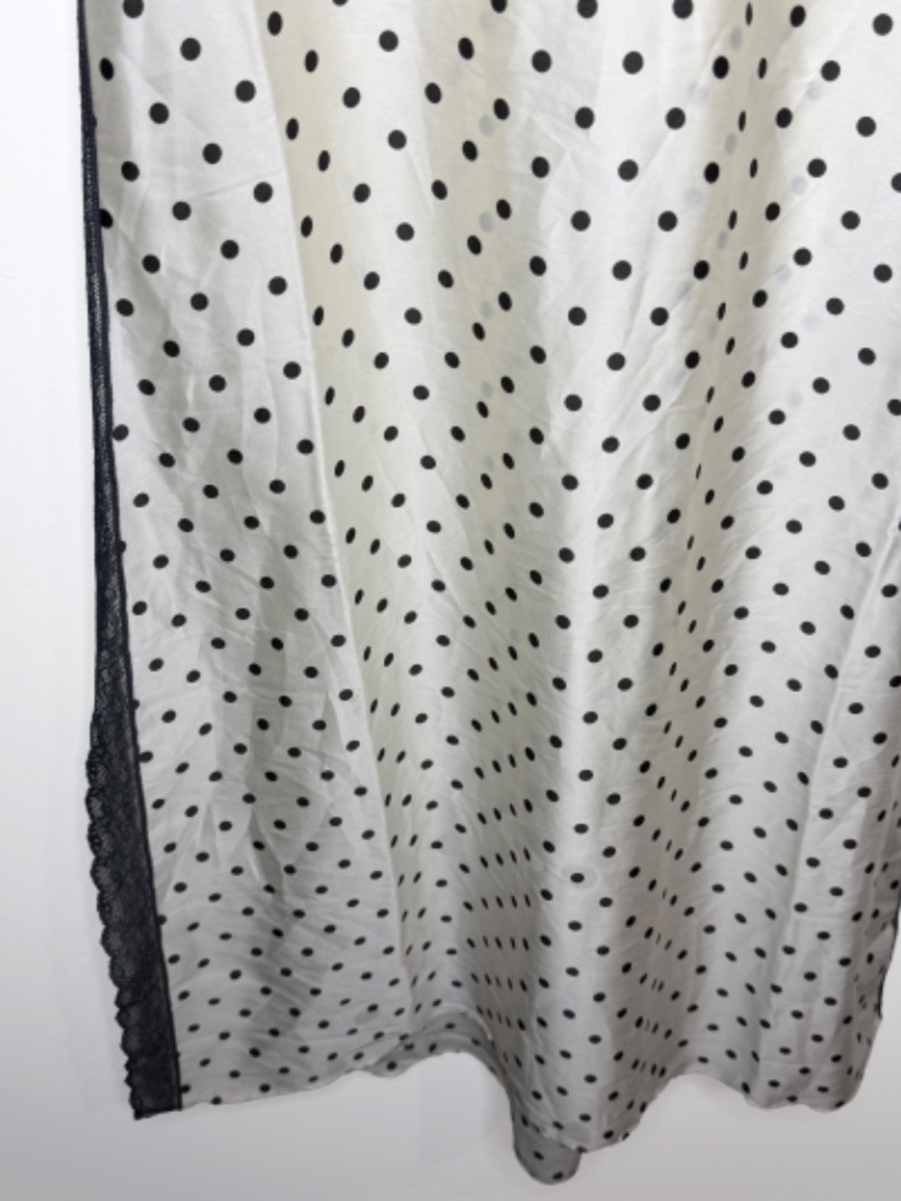timately Free People Satin Polka Dot Lace Maxi Slip Dress Ivory Black Coquette - Picture 3 of 11